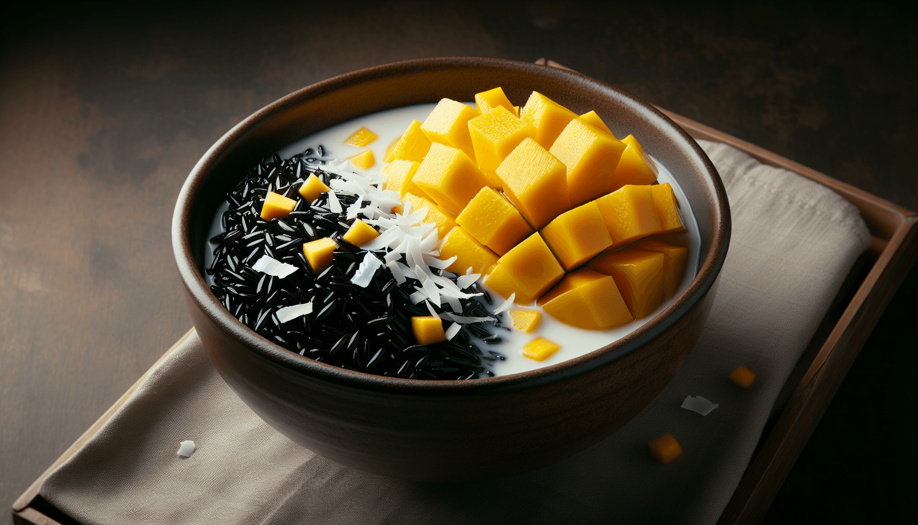 Чорний рис з кокосовим молоком і манго