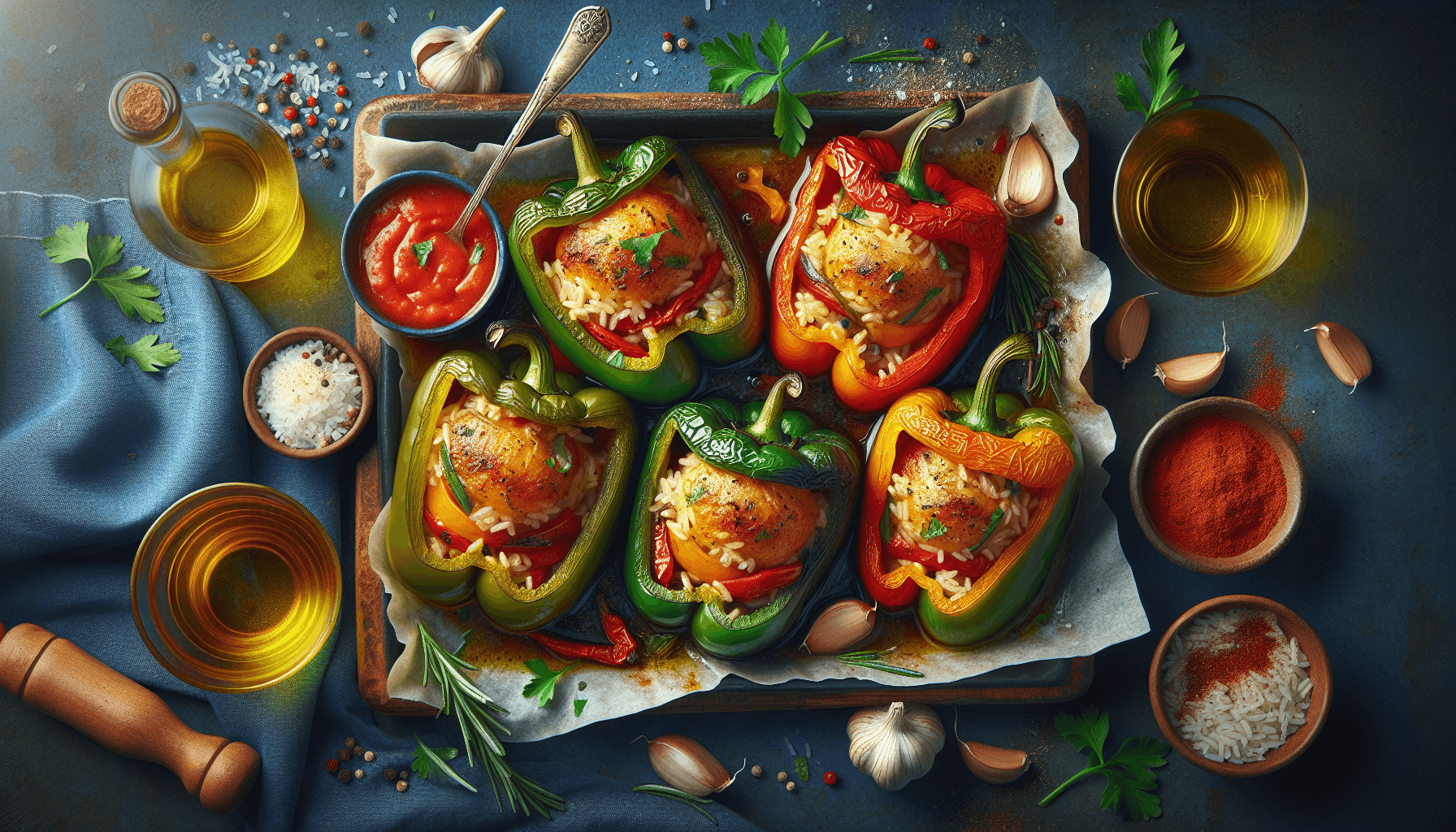 Перці, фаршировані рисом та куркою