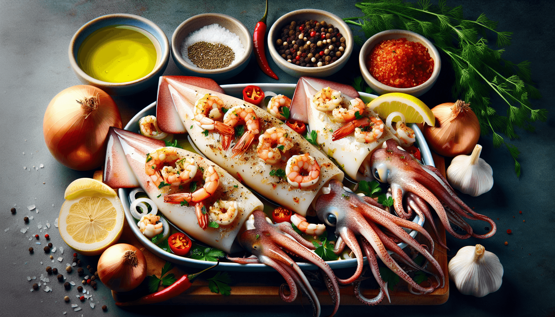 Кальмари фаршировані